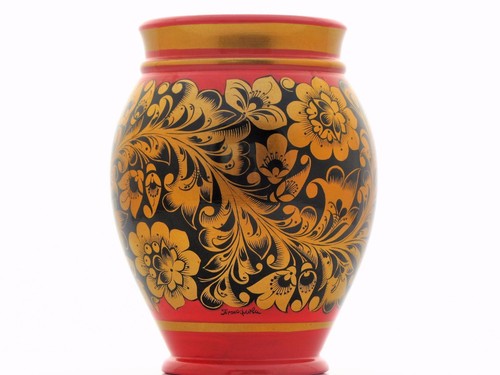 Vase bois peint la main - bois,