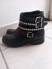 Magnifiques bottines motardes LIBERTO en cuir & rivets P 40