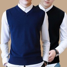 Hommes Sans Manches Col V Pull