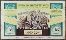 Billet de loterie nationale 1941 19e tranche - Gueules Cassées  1/10