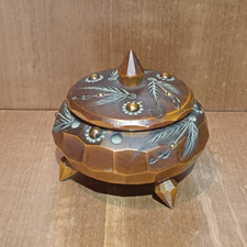 Tabatière En Bois, Boîte À Bijoux En Bois Ciselé, Bonbonnière Vintage Sur Pieds
