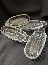 Lot De 4 ramequins- coupelles à dessert en verre, forme feuille longueur 21 cm