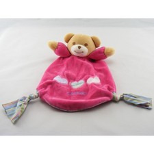 Doudou plat ours rose fushia coeur TAKINOU - 6163