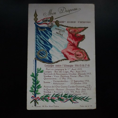Carte postale cpa mon - cpa, drapeau