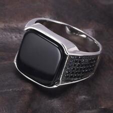 Bague pierre homme argent massif 925 pas cher noir tendance Mustang Agate