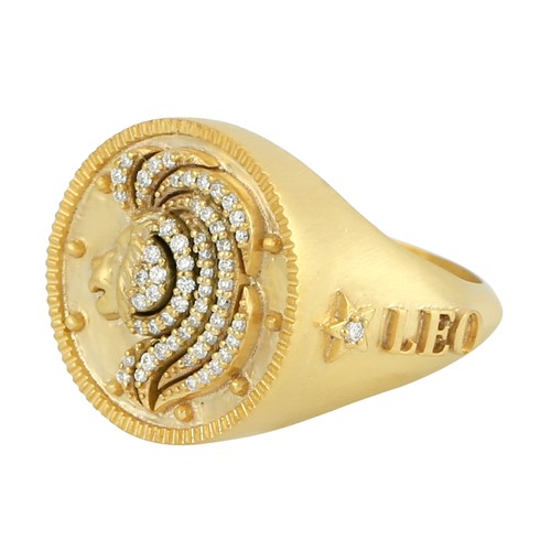 Bague zodiaque lion 14 - lion, or