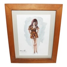 Aquarelle vintage sous cadre