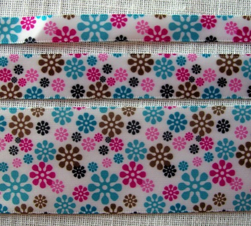 Ruban satin fleurs - satin,