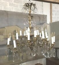Lustre Louis XV en bronze et pendeloques/ Luminaire /  Appliques / Chandelier