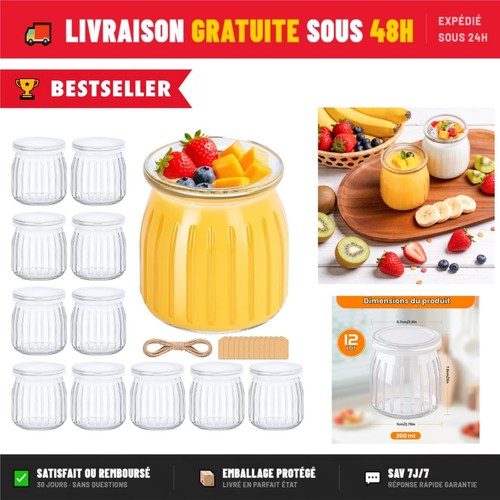 Lot pots yaourt en verre - pots,