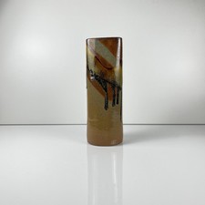 Vase rouleau Jean Cacheleux 1970 – céramique française MOF, tons brun/rouge, 24,