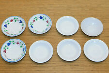 vintage LOT MINI ASSIETTE jouet ancien poupée DINETTE en decors BLANC FLEURS