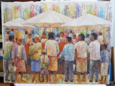 trés beau tableau scéne de marché