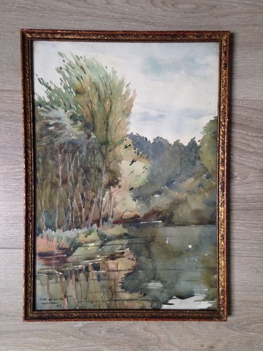 Joli cadre aquarelle - , signée