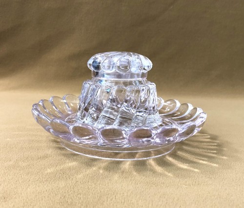 Encrier rond cristal signé - en,