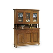 Vitrine Garde-Manger Armoire en Verre 3 Portes Art Pauvre Napolitaine Noyer Dark