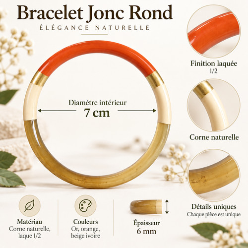Bracelet jonc corne - bracelet,