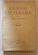 Paul Léautaud : journal littéraire tome 1 (1893 - 1906) mercure de France 1954