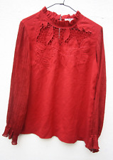 CHEMISIER BLOUSE fluide Vintage large broderie anglaise T38