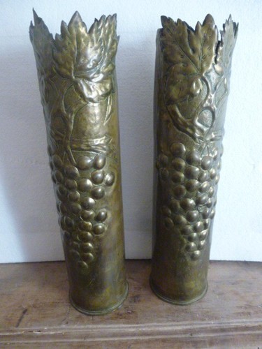 Paire vases sculptés - paire,