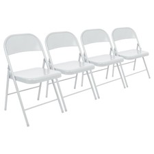 4x Blanc Mat Chaise Pliante en