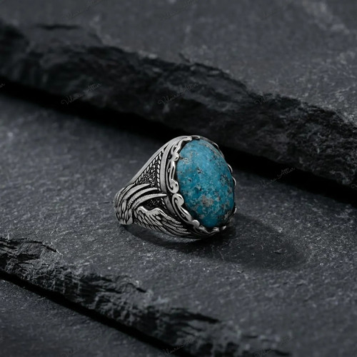 Bague homme turquoise ovale - bague,