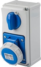 Prise Interbloquée Verticale Industrielle 16A 6H 2P+T Bleu Rosi 19.3216B6