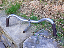 ancien guidon vélo & potence PIVO  aluminium, manchon cuir artisanal  vintage