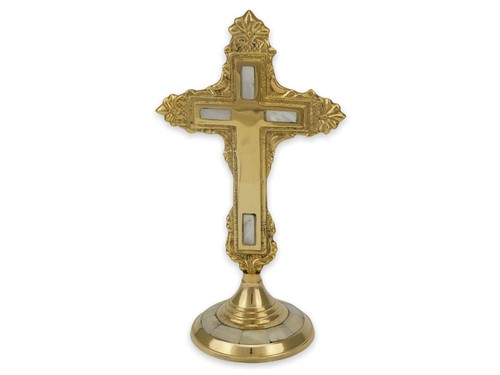 Croix sur pied laiton - sur, en