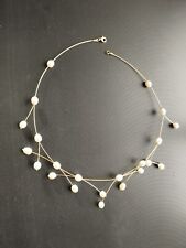 Collier Or Et Perles De Culture Fils Rigides, Poids Environ 11 Grammes. Mariage 