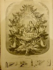 1859 NOEL FETE DES ENFANTS SAPIN ILLUMINATION ANGES  1 JOURNAL ANCIEN