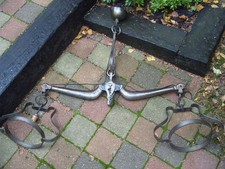 ANCIENNE ET GRANDE BALANCE A FLÉAU ANCIEN PESON LUSTRE LUMINAIRE ÉLECTRIFIÉ