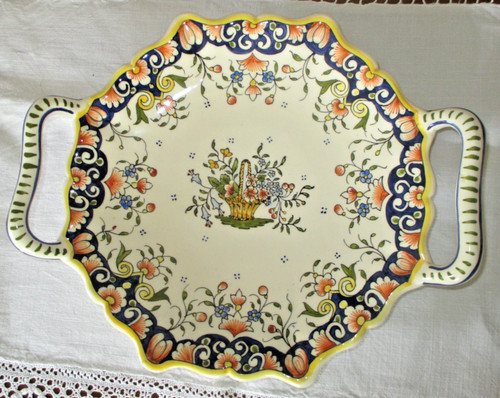 Ancien plat octogonal signé - ,