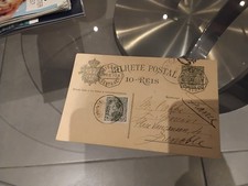 Portugal 1910 Lisboa  10 Reis  et timbre destination France  SUPERBE 