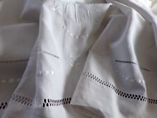 Drap en Lin Ancien Monogramme "CF" 230 cm x 310 cm