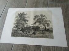GRAVURE 1867 LA ROCHE AUX FEES THEIL LITHOGRAPHIE  ORIGINALE