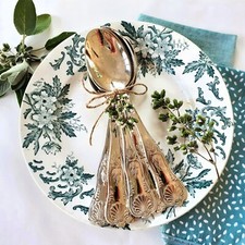 6 Silver Plated Dessert Spoons. Vintage, Elegant, Ornate Silver Plated Spoons.