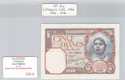 Billet algerie francs - 5,