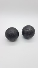 Ancienne Paire Boule Lyonnaise Pétanque Striée Ø 91 mm 1060gr Noir mat