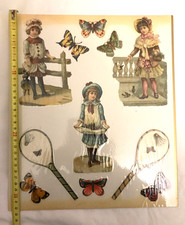 15 Anciens et Grands découpis chromos Thème enfant petite fille jeu papillon