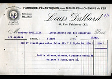 PARIS XI°: USINE d'ELASTIQUES acier pour MEUBLES & CHEMINS DE FER "DALBARD" 1926