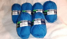 6 Pelotes Laine Et Acrylique Bleue Gitane Phildar Neuves