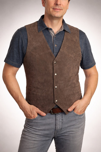 Men genuine soft suede brown - suede,
