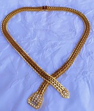 Superbe collier plaqué ceinture strass vintage bracelet maille américaine