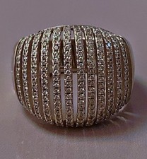 Magnifique bague argent zirconium bague dôme argent massif ring silver T58