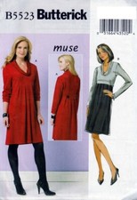 🧵👗✂5523 PATRON BUTTERICK CREATION MUSE  ROBE A PLIS ET MARTINGALE  36 AU 52