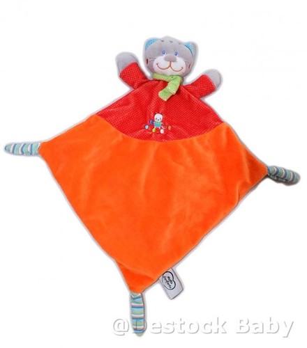 Doudou plat chat orange - , rouge