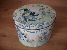 Boite gateaux DELACRE FABLES FONTAINE corbeau renard metal vintage collection
