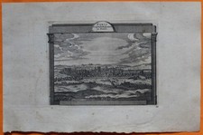 VAN DER AA Gravure originale c1725 VUE DE PARIS Capitale de France Cité Seine