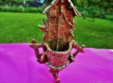 Sculpture ancienne boîte d'allumettes murale Souris bronze France Antique sculpt